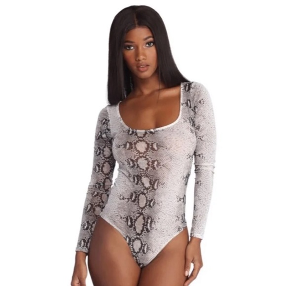 Windsor Tops White Snake Skin Bodysuit Poshmark